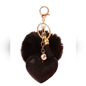 Rhinestone Heart Keychain / Purse charm - Black